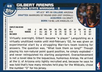 2002-03 Topps #63 Gilbert Arenas Back