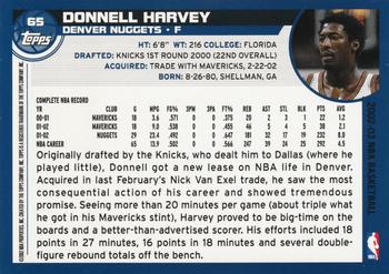2002-03 Topps #65 Donnell Harvey Back
