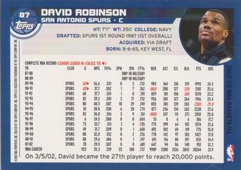 2002-03 Topps #87 David Robinson Back