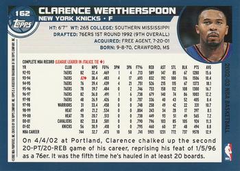 2002-03 Topps #162 Clarence Weatherspoon Back