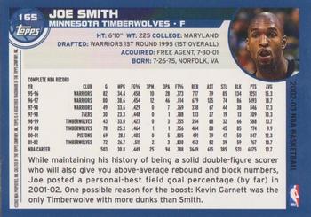2002-03 Topps #165 Joe Smith Back