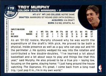 2002-03 Topps #173 Troy Murphy Back