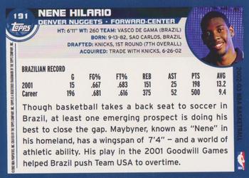 2002-03 Topps #191 Nene Hilario Back