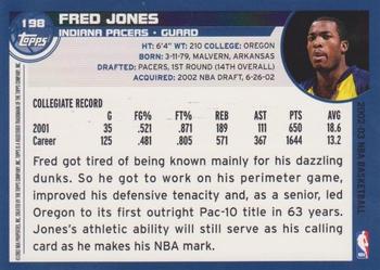 2002-03 Topps #198 Fred Jones Back