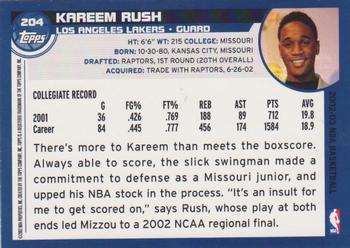 2002-03 Topps #204 Kareem Rush Back