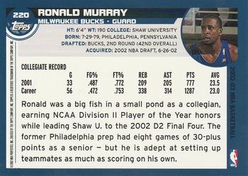 2002-03 Topps #220 Ronald Murray Back