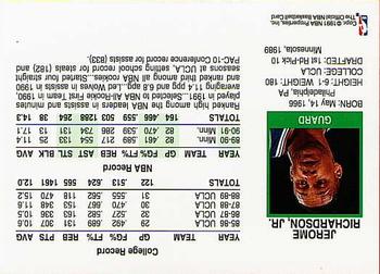 1991-92 Hoops Minnesota Timberwolves Team Night Sheet SGA #NNO Pooh Richardson Back