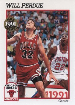1991-92 Hoops Chicago Bulls Team Night Sheet SGA #NNO Will Perdue Front
