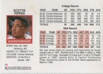 1991-92 Hoops Chicago Bulls Team Night Sheet SGA #NNO Scottie Pippen Back