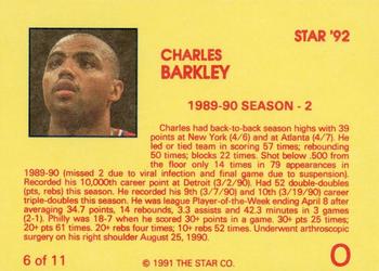 1992 Star Charles Barkley #6 Charles Barkley Back