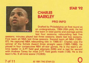 1992 Star Charles Barkley #7 Charles Barkley Back