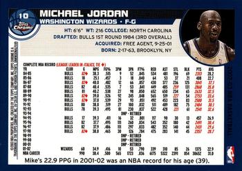2002-03 Topps Chrome #10 Michael Jordan Back