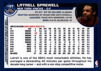 2002-03 Topps Chrome #107 Latrell Sprewell Back