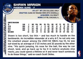 2002-03 Topps Chrome #116 Shawn Marion Back