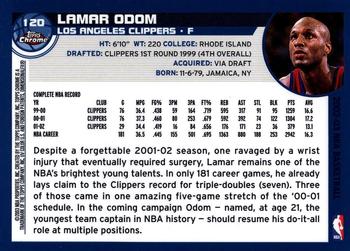 2002-03 Topps Chrome #120 Lamar Odom Back
