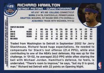 2002-03 Topps Chrome #125 Richard Hamilton Back