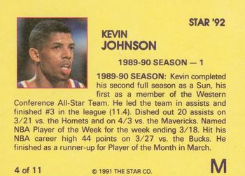 1992 Star Kevin Johnson #4 Kevin Johnson Back