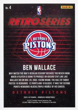 2021-22 Donruss - Retro Series Press Proof #4 Ben Wallace Back