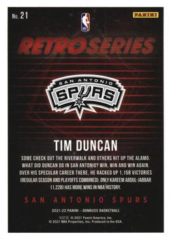 2021-22 Donruss - Retro Series Press Proof Purple #21 Tim Duncan Back