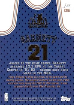 2002-03 Topps Jersey Edition #JEKGA Kevin Garnett Back