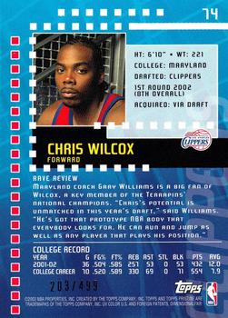 2002-03 Topps Pristine #74 Chris Wilcox Back