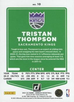 2021-22 Donruss - Holo Green and Yellow Laser #10 Tristan Thompson Back