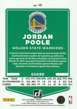 2021-22 Donruss - Holo Green and Yellow Laser #13 Jordan Poole Back