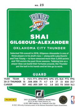 2021-22 Donruss - Holo Green and Yellow Laser #23 Shai Gilgeous-Alexander Back