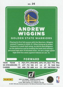 2021-22 Donruss - Holo Green and Yellow Laser #26 Andrew Wiggins Back