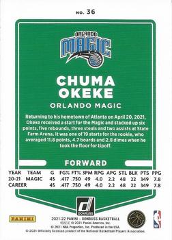 2021-22 Donruss - Holo Green and Yellow Laser #36 Chuma Okeke Back