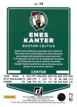 2021-22 Donruss - Holo Green and Yellow Laser #39 Enes Kanter Back