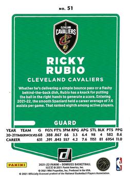 2021-22 Donruss - Holo Green and Yellow Laser #51 Ricky Rubio Back
