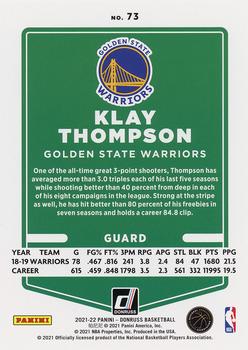 2021-22 Donruss - Holo Green and Yellow Laser #73 Klay Thompson Back