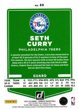 2021-22 Donruss - Holo Green and Yellow Laser #80 Seth Curry Back