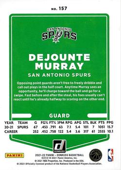 2021-22 Donruss - Holo Green and Yellow Laser #157 Dejounte Murray Back