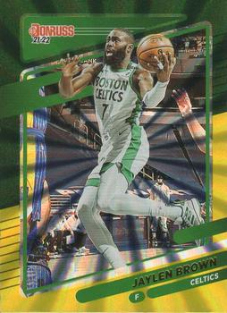 2021-22 Donruss - Holo Green and Yellow Laser #164 Jaylen Brown Front