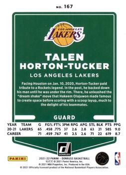 2021-22 Donruss - Holo Green and Yellow Laser #167 Talen Horton-Tucker Back