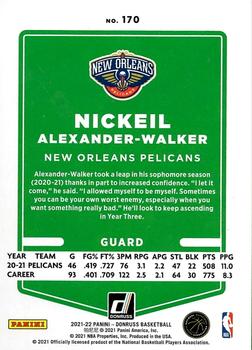 2021-22 Donruss - Holo Green and Yellow Laser #170 Nickeil Alexander-Walker Back