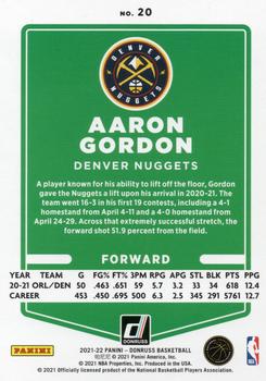 2021-22 Donruss - Holo Green Laser #20 Aaron Gordon Back