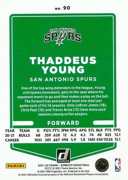 2021-22 Donruss - Holo Green Laser #90 Thaddeus Young Back