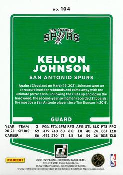 2021-22 Donruss - Holo Green Laser #104 Keldon Johnson Back