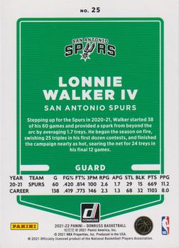 2021-22 Donruss - Holo Orange Laser #25 Lonnie Walker IV Back
