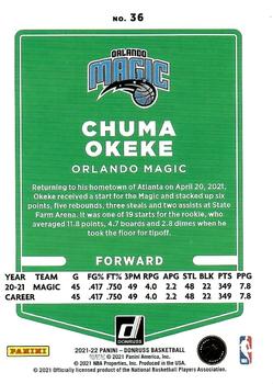 2021-22 Donruss - Holo Orange Laser #36 Chuma Okeke Back