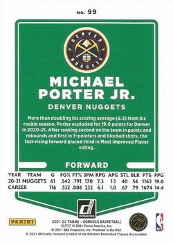 2021-22 Donruss - Holo Orange Laser #99 Michael Porter Jr. Back
