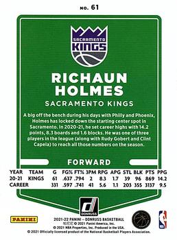 2021-22 Donruss - Holo Purple Laser #61 Richaun Holmes Back