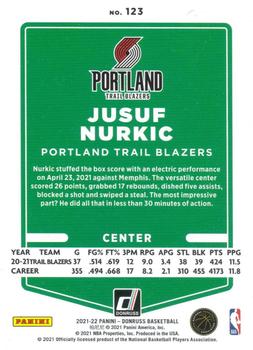 2021-22 Donruss - Holo Red and Gold Laser #123 Jusuf Nurkic Back