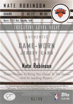 2006-07 Bowman Elevation - Executive Level Relics (99) #ELR-NR Nate Robinson Back