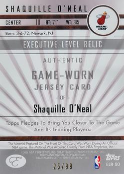 2006-07 Bowman Elevation - Executive Level Relics (99) #ELR-SO Shaquille O'Neal Back