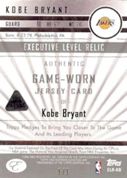 2006-07 Bowman Elevation - Executive Level Relics (1) #ELR-KB Kobe Bryant Back
