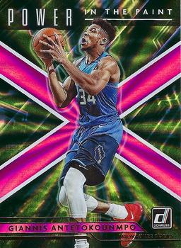2021-22 Donruss - Power in the Paint Holo Pink Laser #3 Giannis Antetokounmpo Front